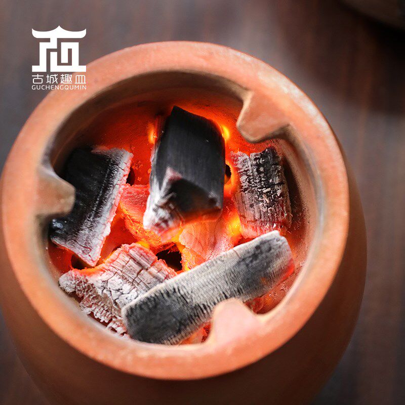 红泥户外果木炭明火高炉家用茶室空间功夫复古茶炉围炉煮茶烧水炉