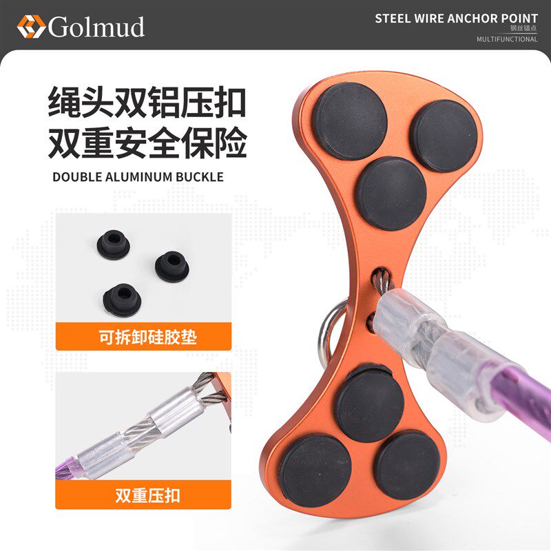 哥尔姆狗骨头钢丝锚点国标户外空调外机安装工具穿墙固定器安全绳