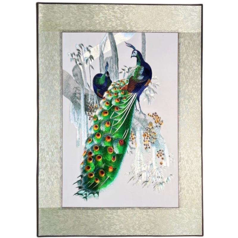 精品满绣荷花九鱼图现代成品茶室装饰挂画招财连年十字绣有余玄关