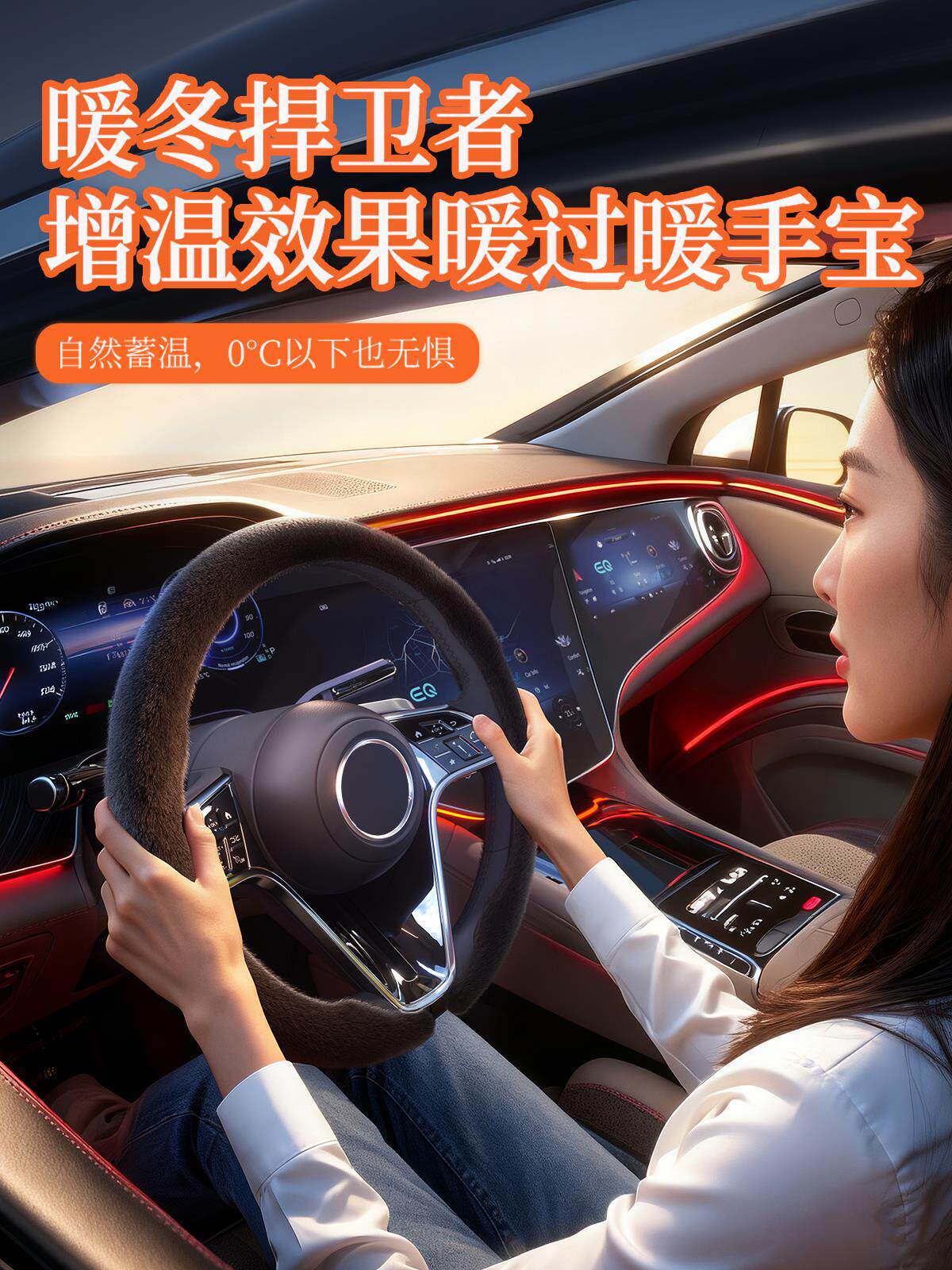 2025新款汽车方向盘套冬季天毛绒防滑吸汗把套保暖加热通用保护套