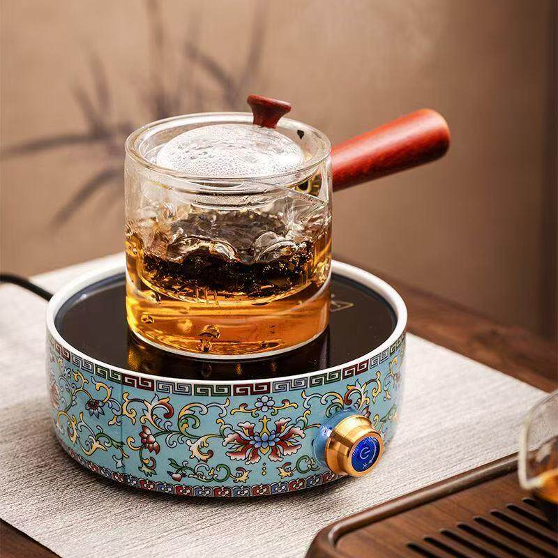 珐琅彩陶瓷电陶炉煮茶器小型茶炉围炉茶壶养生壶烧水壶套装泡茶炉