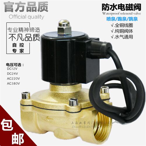 2A常闭DC12V水下15喷泉20室外24V防水220V电磁阀DN25水阀4/6分1寸