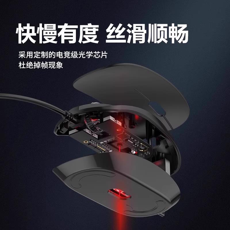 有线静音磨砂手感滑鼠USB接口办公家用笔记本电脑台式机通用滑鼠