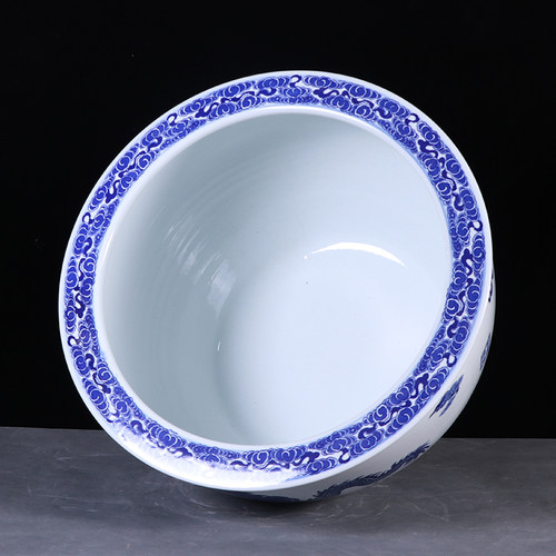 景德镇陶瓷鱼缸青花瓷龙纹金鱼缸客厅乌龟荷花缸招财风水大号瓷缸