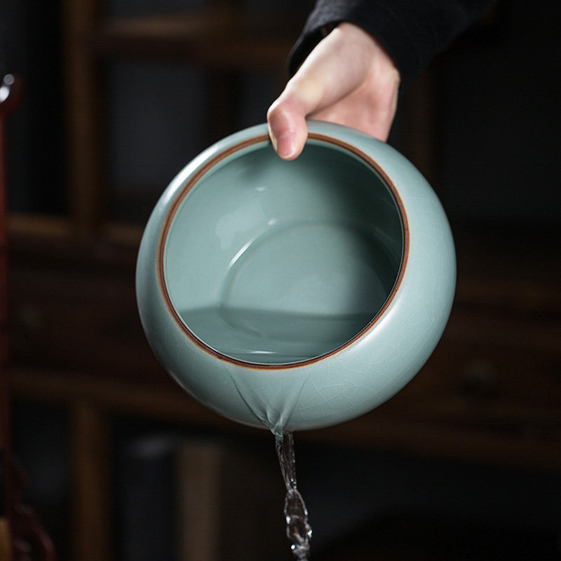 陶瓷废水缸茶洗大号家用建水茶渣缸笔洗汝窑茶具配件洗杯零配水盂