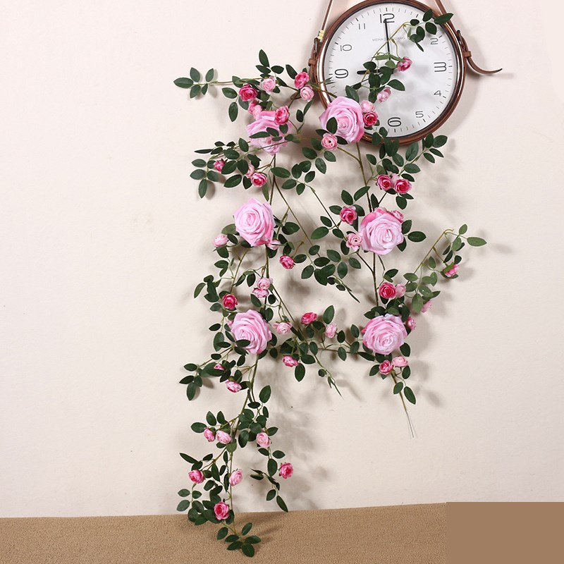仿真玫瑰茶玫藤条墙面花墙阳台护栏装饰花藤空调管道遮丑假花藤蔓