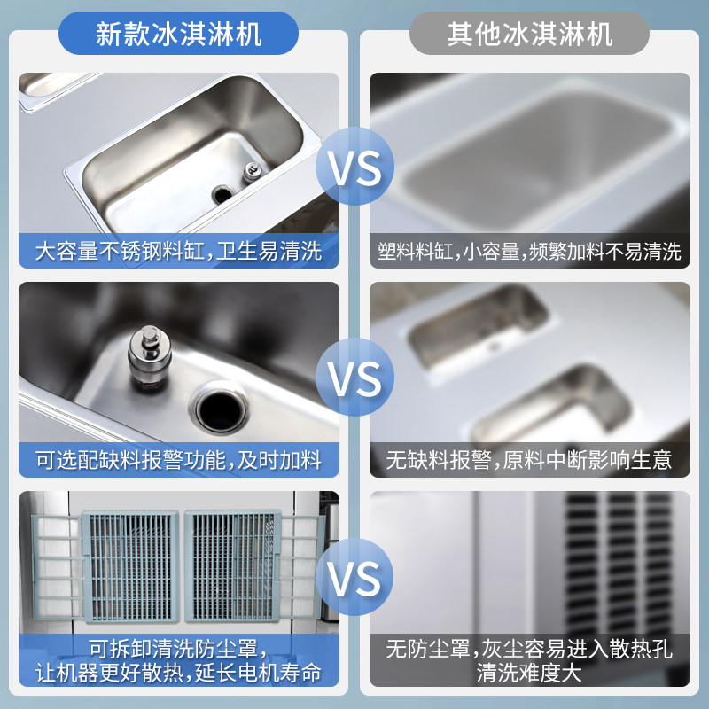 浩博冰淇淋机商用全自动立式台式预冷圣代甜筒雪糕机软质冰激凌机