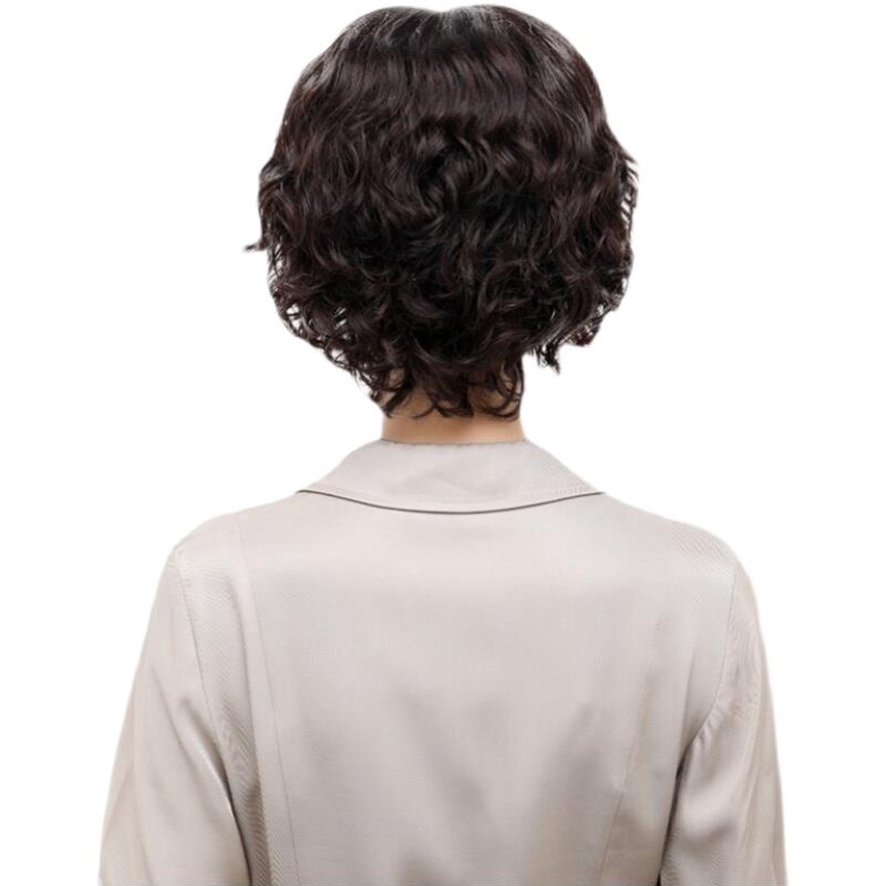 化疗后女士假发整顶真人发假头发中老年妈妈款光头帽卷发短发套