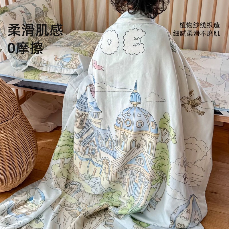 A类竹棉四层纱布婴儿盖毯新生儿宝宝夏季小毯子幼儿园儿童薄被子