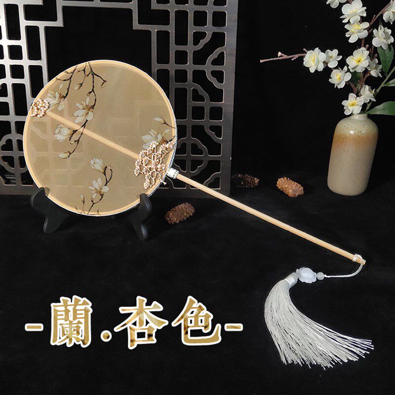 双面长柄古风团扇长相思汉服舞蹈扇古典拍照道具扇子圆扇古典宫扇