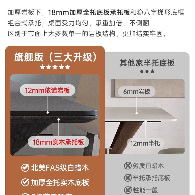 实木岩板餐桌现代简约小户型长方形客厅饭桌餐桌椅组合意式西餐桌