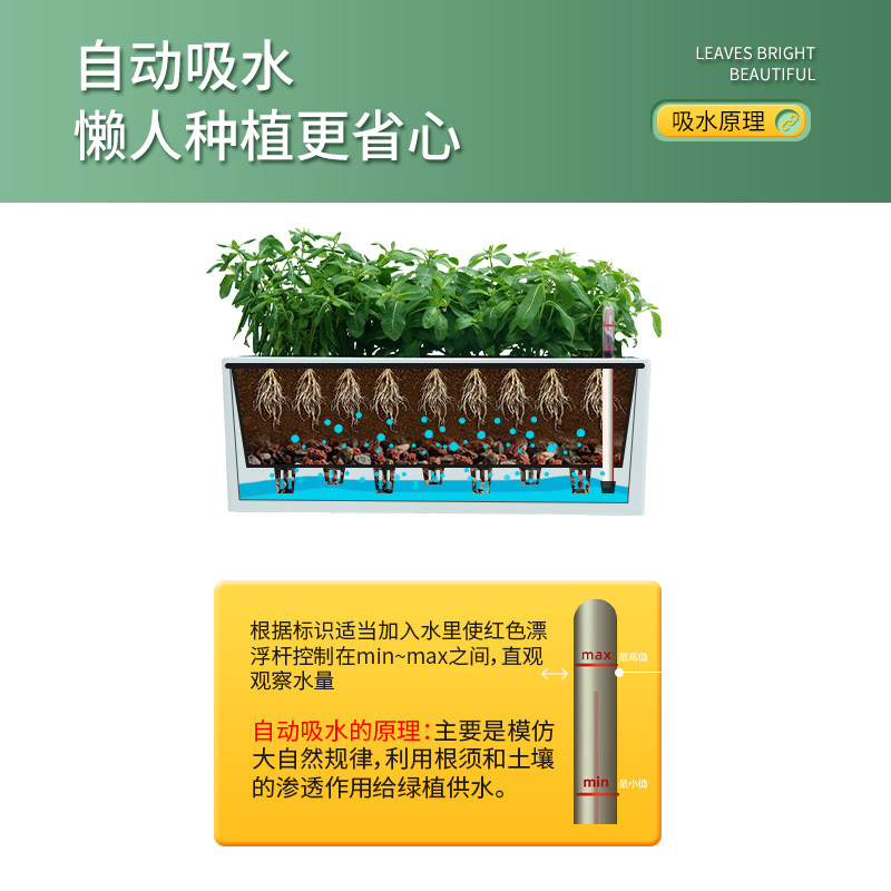 阳台悬挂式长方形花盆种菜盆懒人自吸水大号种植箱壁挂栏杆栽花槽