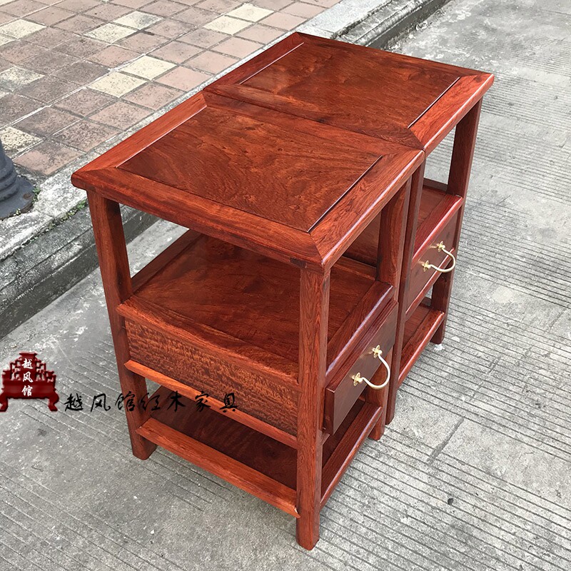红木榫卯茶几缅甸花梨木方形茶水架大果紫檀中式花架实木落地花几