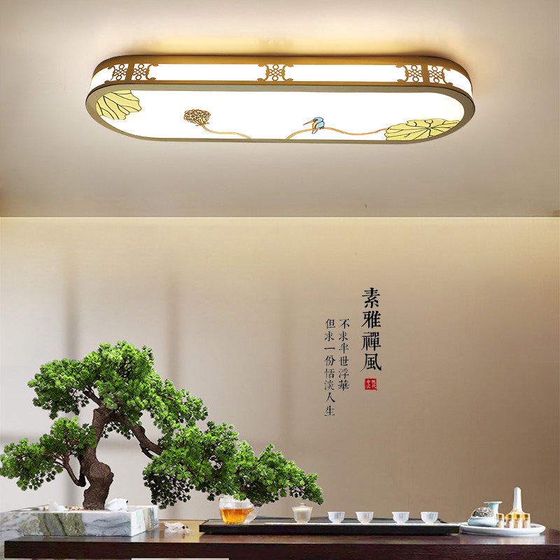 新中式过道灯走廊灯现代简约2021年新款长方形吸顶灯珐琅彩led灯