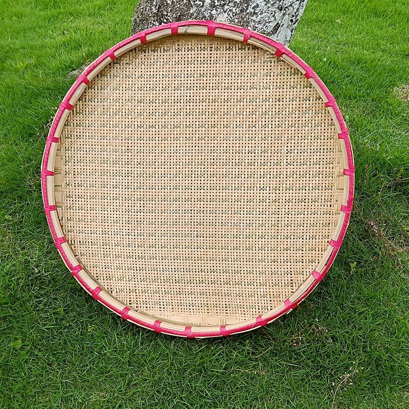 手工竹编 匾 筛子 竹筐 竹篮 簸箕 环保竹筛晾晒57CM 粗孔细孔
