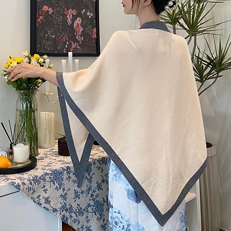 春秋冬季三角外搭旗袍针织网红小披肩披风女搭配衬衫毛衣2021新款