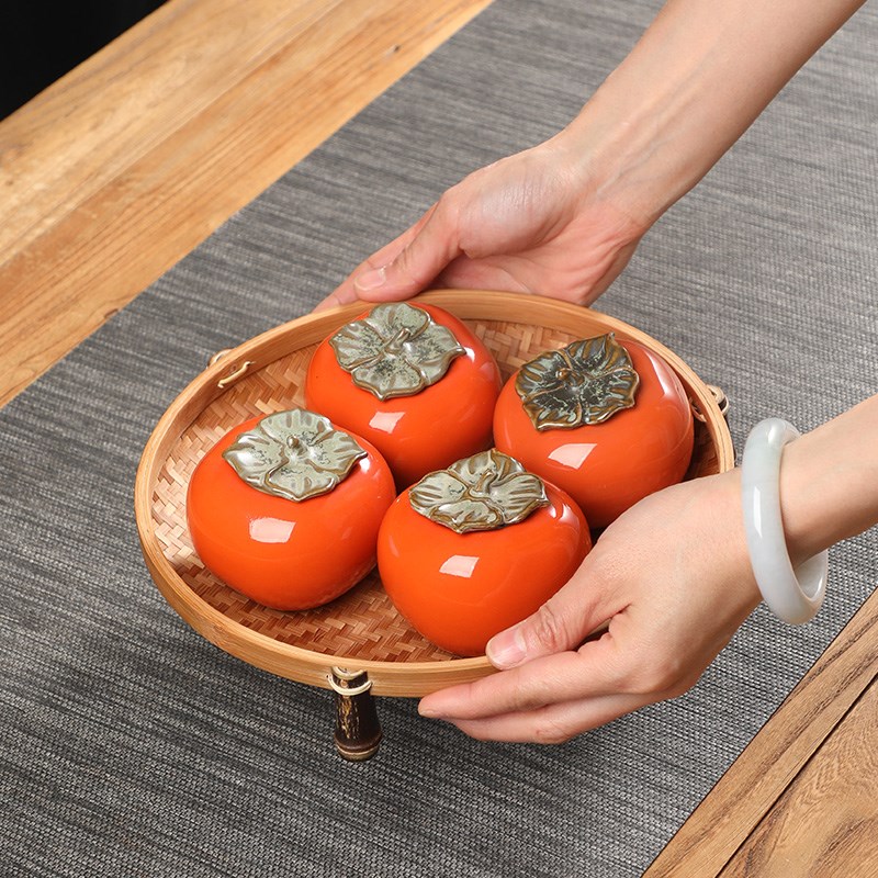 纯手工竹编仿古竹篮家用圆形编织收纳筐中式糕点盘水果篮茶具整理