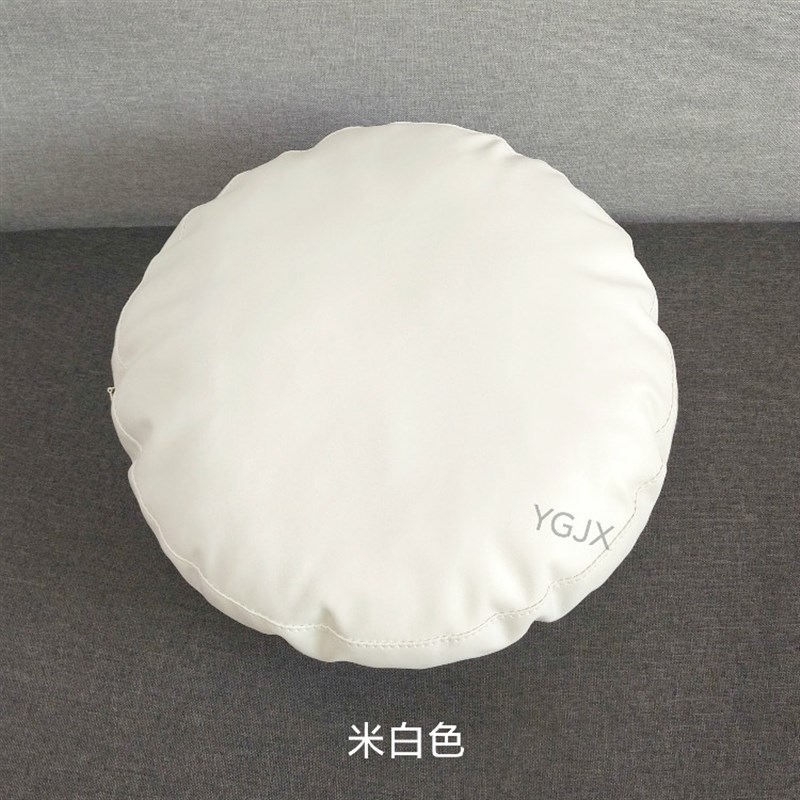 圆形皮质抱枕客厅沙发靠背垫仿真皮简约轻奢汽车腰背靠枕欧式高端