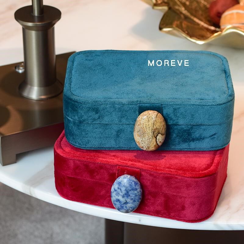 Moreve 我的女王双层便携天然宝石丝绒首饰盒家居收纳盒