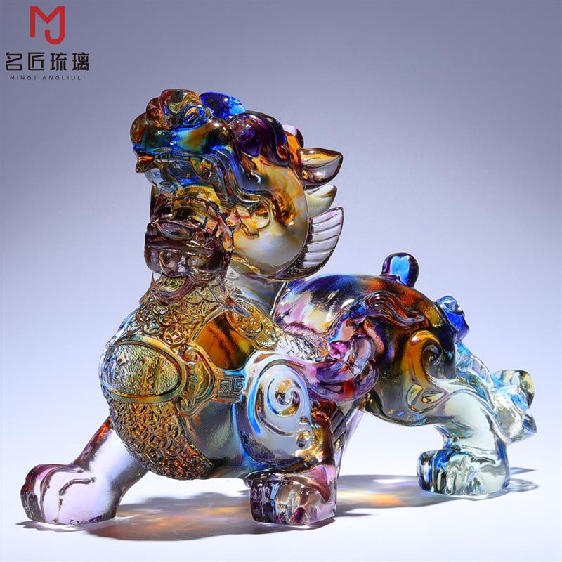 高档古法琉璃貔貅摆件一对招财家居财位摆放客厅玄关装饰开业礼物