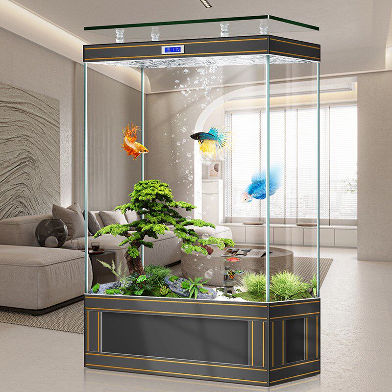 金晶超白金鱼缸客厅家用2024新款轻奢大型屏风隔断落地靠墙水族箱