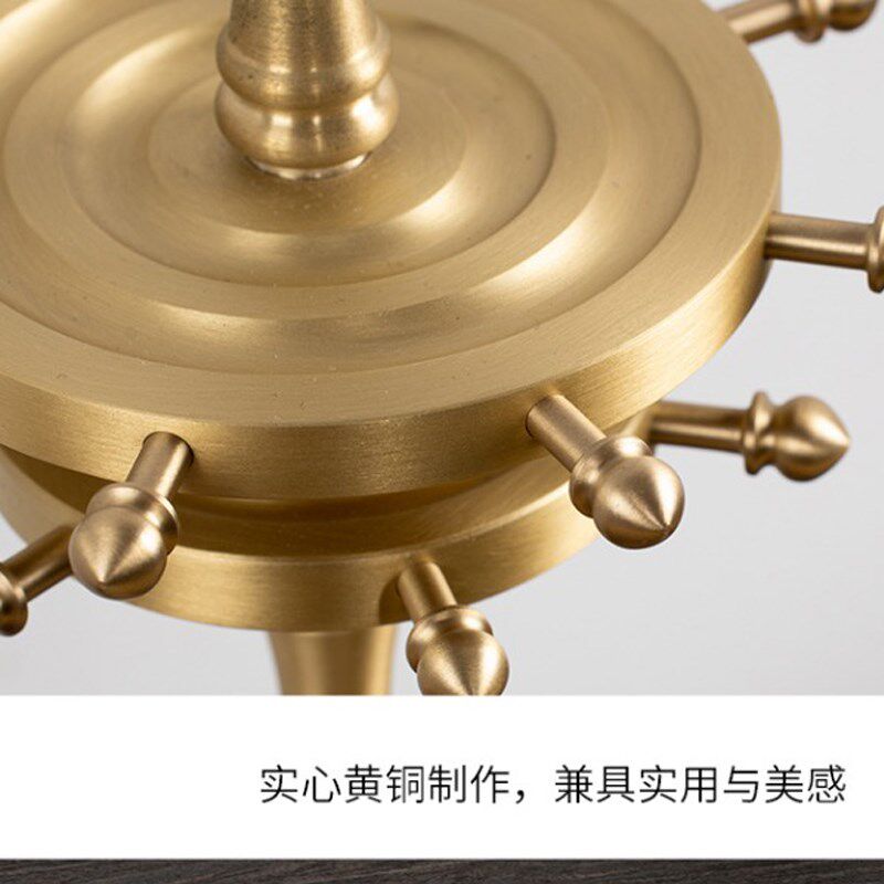 文房四宝铜器摆件工艺品高档全铜圆形毛笔架笔挂办公室桌面摆件