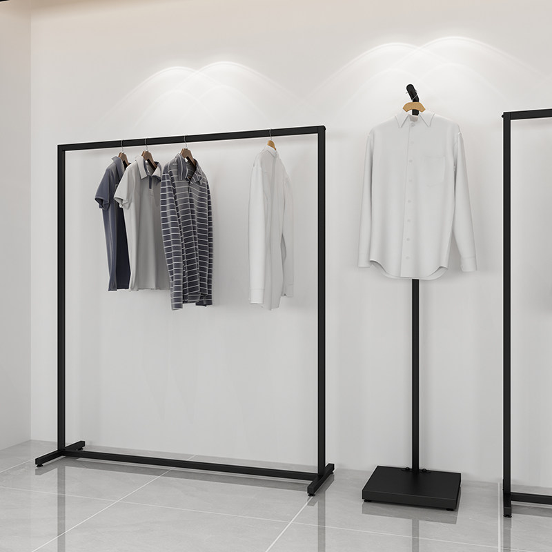 服装店展示架简约铁艺服装架落地式侧挂陈列架男女装落地衣架定制