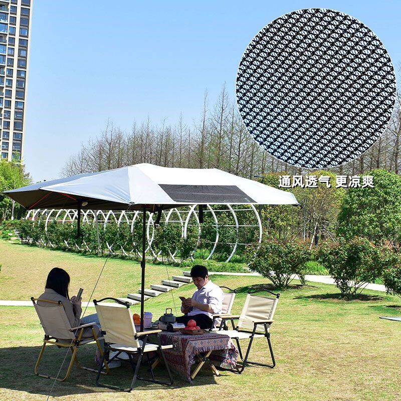 户外露营黑胶天幕速开免搭建撑杆折叠庭院别墅遮阳伞车顶防晒帐篷