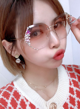 2023新款女士时尚水钻太阳眼镜女款太阳眼镜防晒抗UV防蓝光眼镜潮