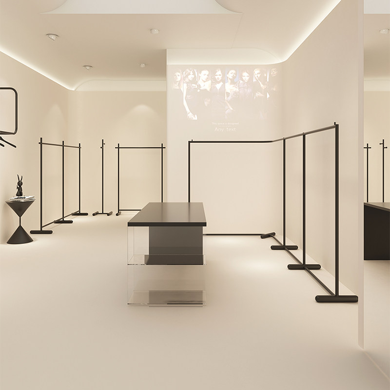服装店中岛展示架铁艺黑色转角落地架店铺中间鞋包服饰品展示柜