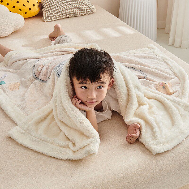 Q抗菌儿童毛毯婴儿春秋被子幼儿园午睡盖毯宝宝珊瑚绒毯冬季加厚