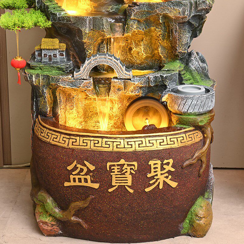 假山流水喷泉景观循环水办公室客厅装饰品鱼池招财风水轮落地摆件