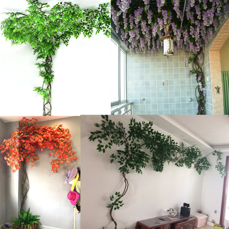 仿真树藤树枝绿植叶子装饰藤条树叶室内假花藤蔓吊顶墙面装饰植物