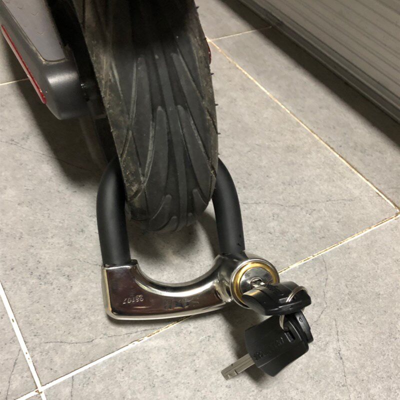 真图摩托车 电动车自行车小U型加强不锈钢碟刹锁抗25吨液压剪防盗