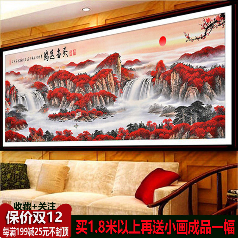 鸿运当头钻石画成品纯手工贴好的5D满钻2021新款客厅山水风景挂画