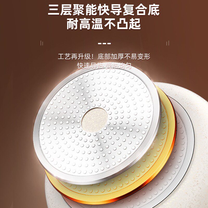 麦饭石平底锅煎饼不粘锅燃气灶电磁炉通用牛排小号煎锅烙饼锅家用