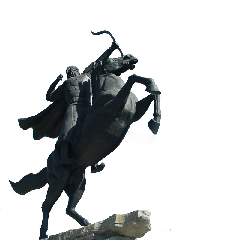 玻璃钢马雕塑铸铜骑马人物骑士古代将军射箭广场公园大型景观摆件