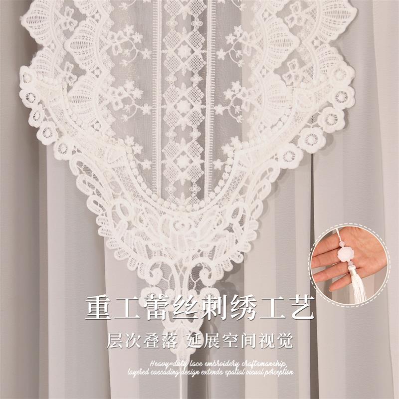 法式蕾丝门帘遮挡帘通风防隐私纱帘2026新款玄关卫生间挂帘隔断帘