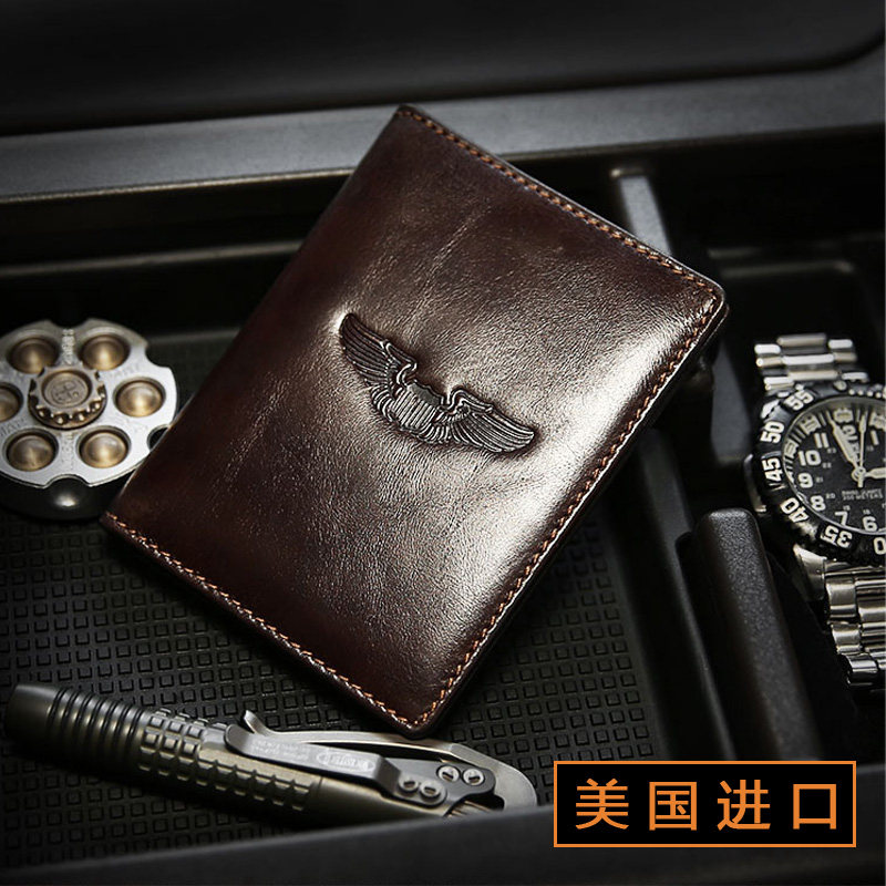卡包男美国飞行员证件夹驾驶证皮套超薄多卡位防消磁真皮卡夹男士图片