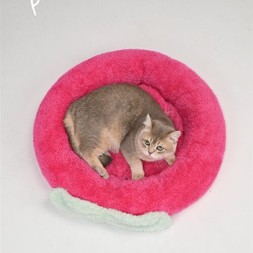 寿桃毛绒猫窝冬天保暖狗窝宠物窝踩奶感猫床过冬深睡眠猫睡觉棉窝