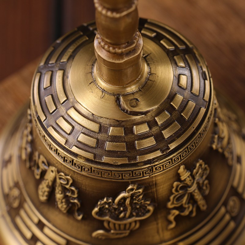 纯铜三清道家士太极八卦三叉铃仿古手摇铃铛法器光滑加厚摇铃