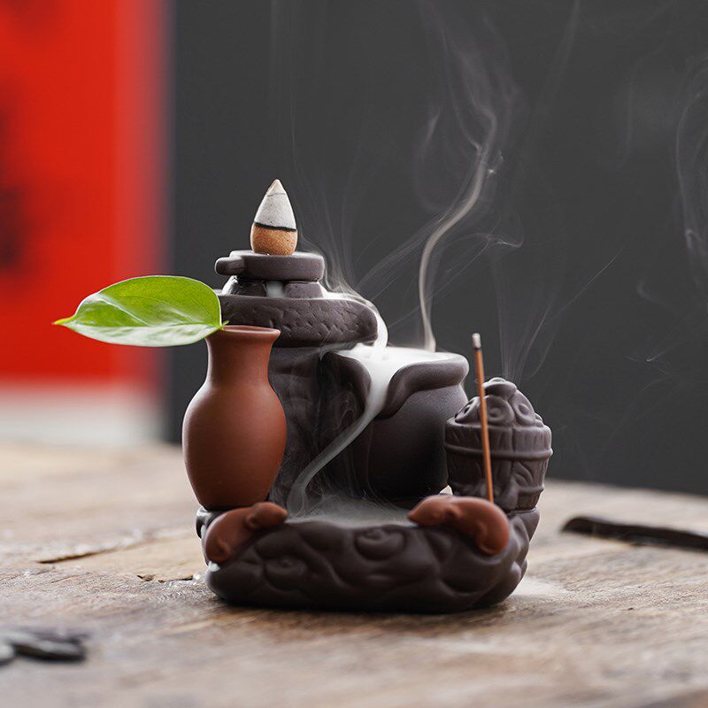 时来运转倒流香炉家用室内紫砂檀香茶道创意流香炉倒流香招财摆件