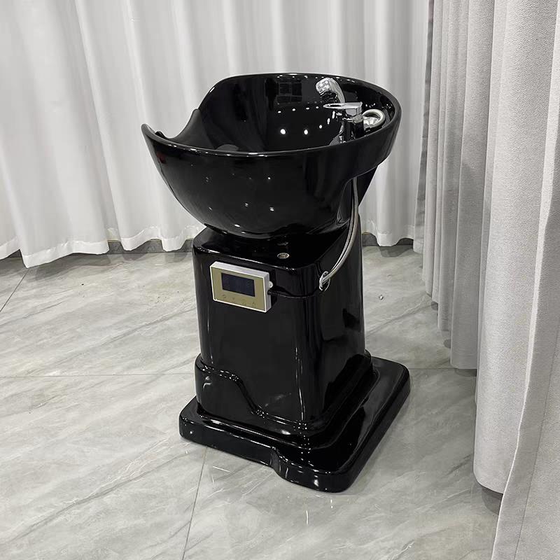 理发店立式洗头床发廊专用美发床坐式冲水床可移动陶瓷盆洗发床