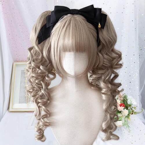 速发毒姬55cm古早姬系LOLITA 虎口抓夹长卷发双马尾假发全头套