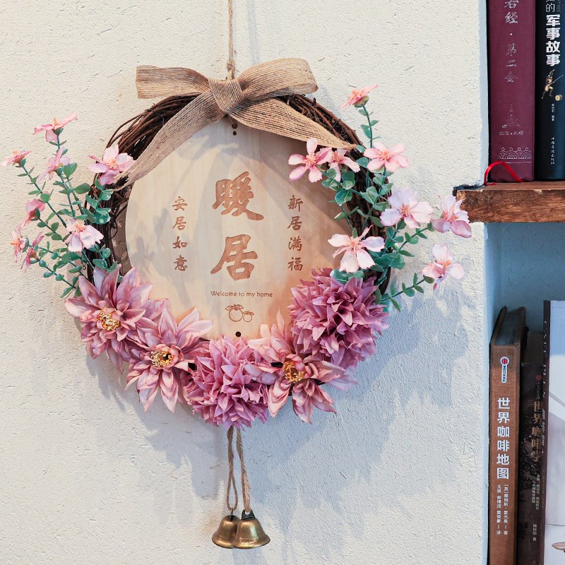 家居花环温馨门饰挂牌装饰客厅软装彷真花墙面挂件店铺创意吊饰