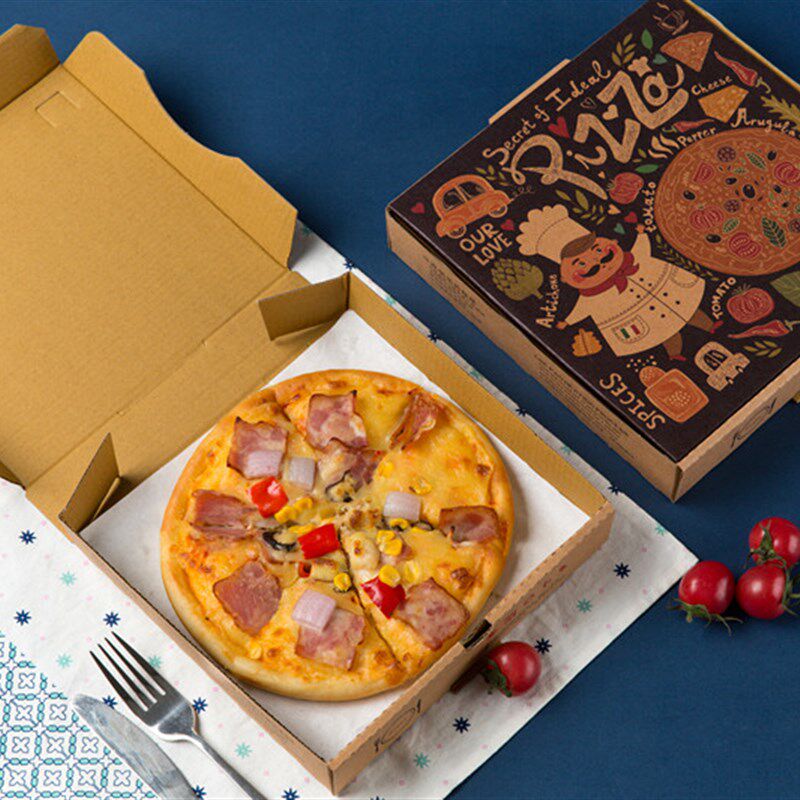 披萨盒6 7 8 9 10寸牛皮纸一次性硬加厚专用外卖打包pizza包装盒