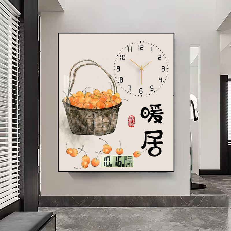 电表箱装饰画竖款新款带钟表时钟万年历配电箱挂画遮挡电闸箱开关