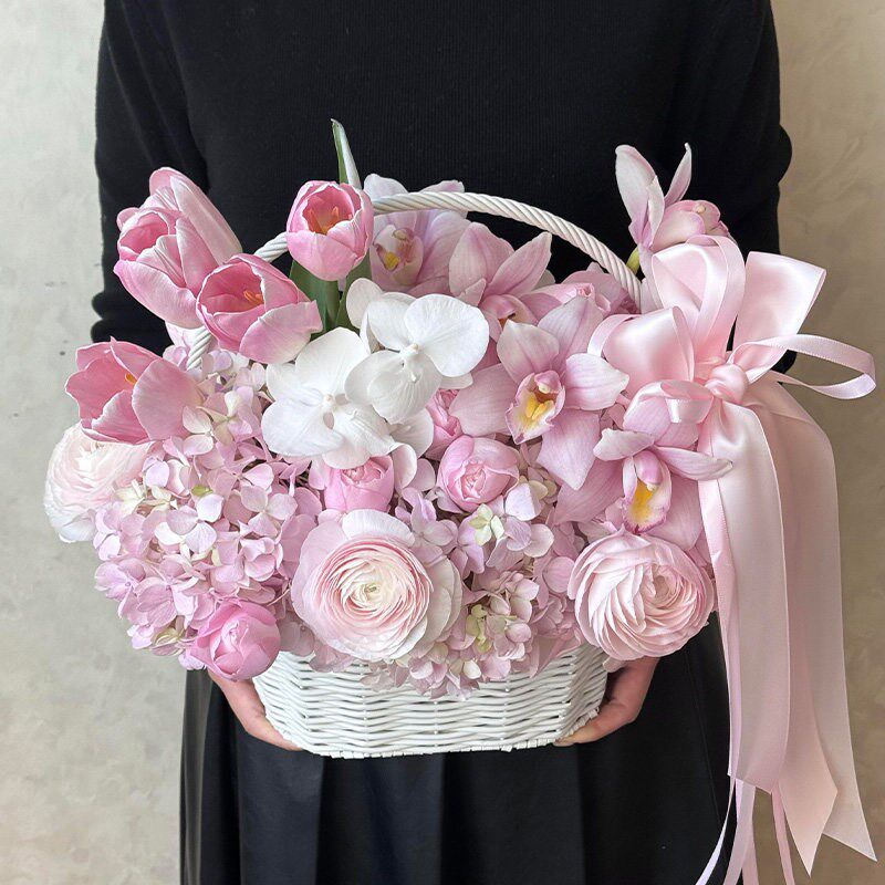 高级感玫瑰混搭花篮摆件永生花仿真皂花混合假花摆件装饰礼品礼物