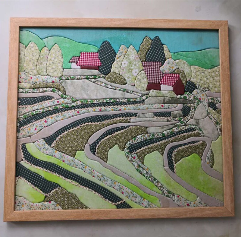 DIY手工时尚拼布画材料包创意家居装饰贴布画布艺画制作材料
