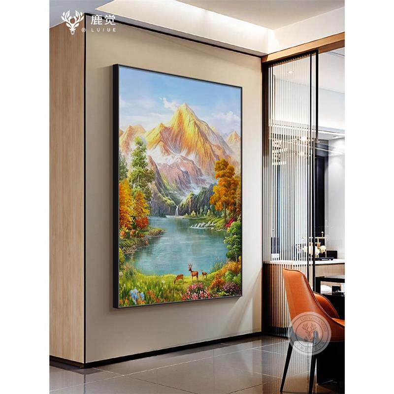 聚宝盆山水画入户玄关装饰画日照金山客厅走廊过道挂画高档风景画